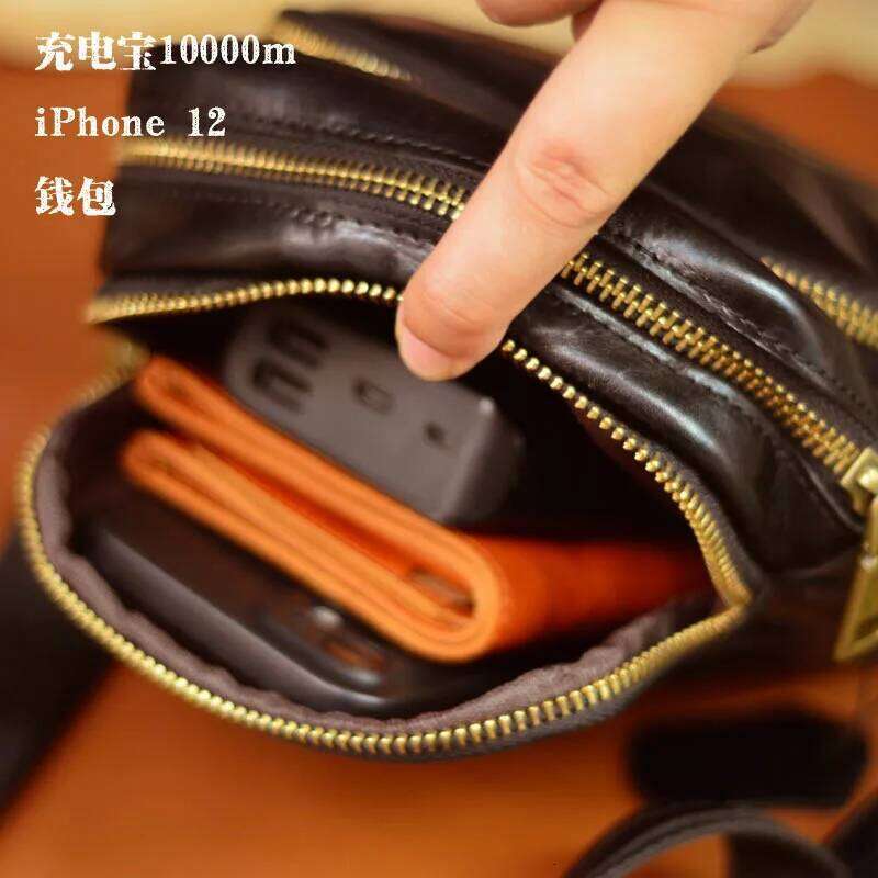 AETOO Casual Cowhide Shoulder Korean Version Fashion Crossbody Bag Mobile Phone Outside Sports Multi-Functional Leather Wais