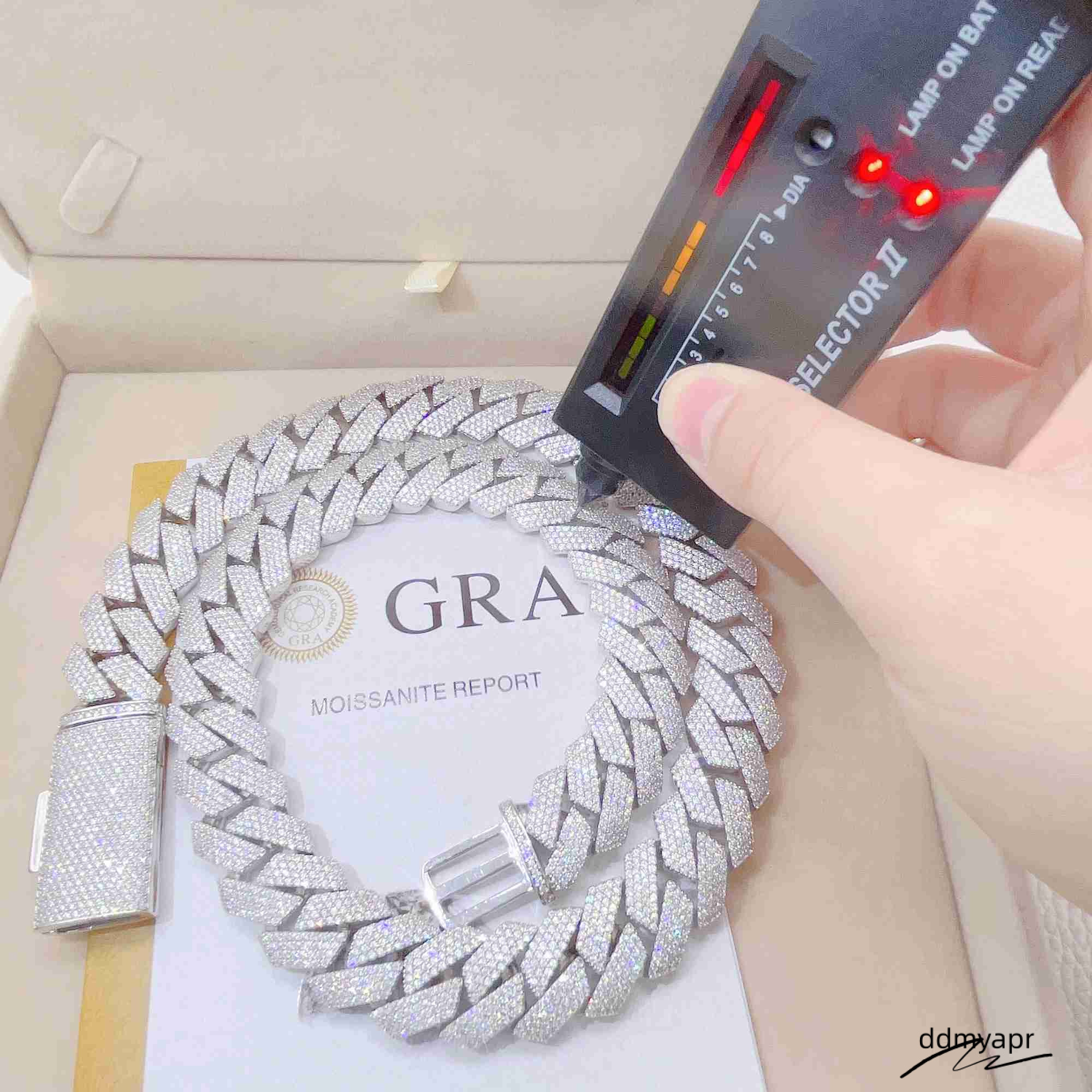 Iced Out Pass Dia Tester Sterling Sier Necklace Vvs Moissanite Cuban Link ddmydec Chain ddmydec