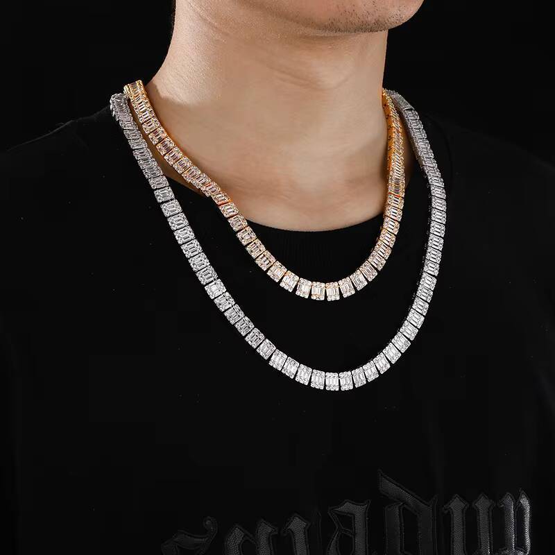 Wholesale Drop Shipping High Quality Large Cluster Moissanite Women Men Tennis Neck Chain Necklace