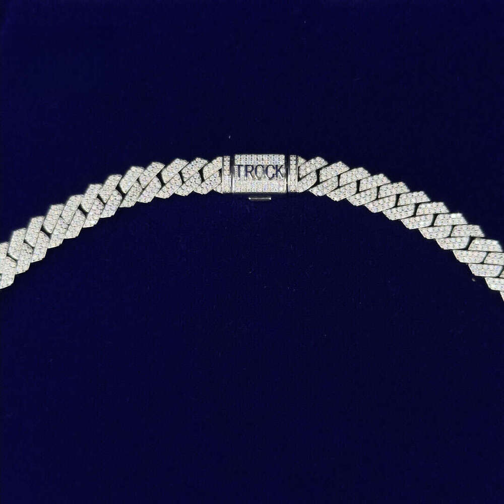 12mm Dia Moissanite Necklace Iced Out Hip Hop Jewelry Gold Plated Cuban Link Chain