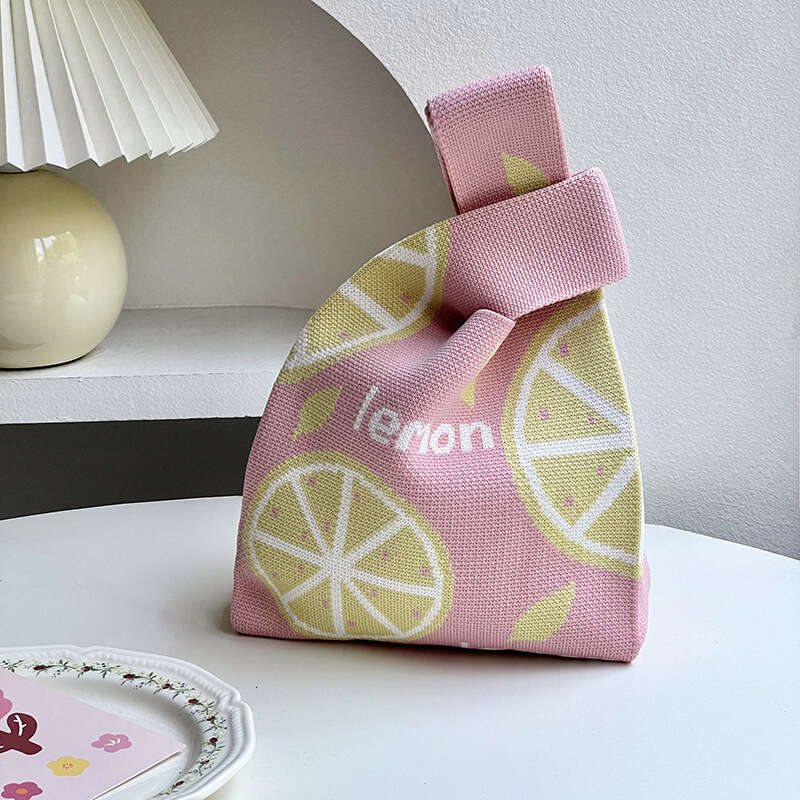 INS New Fruit Style Knitted Handbag Versatile Women's Shoulder Bucket Gift Bag