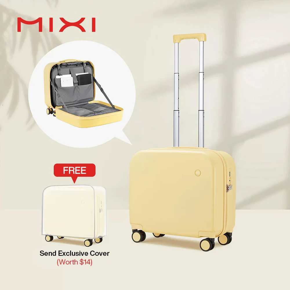 Mixi Carry On Suitcase 16 Inch Men Boarding Cabin Women Luggage Rolling Spinner Wheels Travel Bag 34L 100 PC Lightweight Z250905