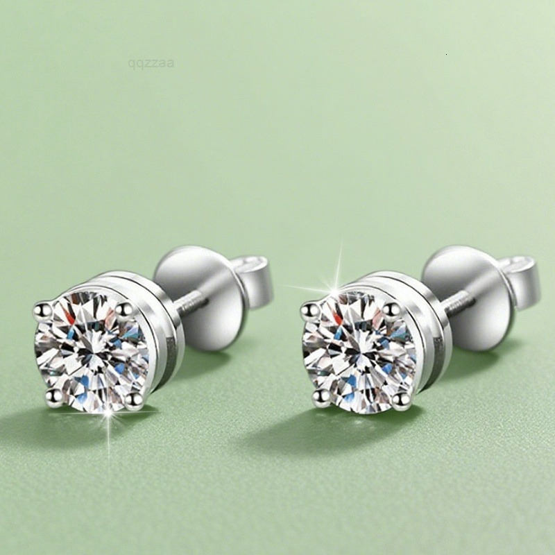 S925 Sterling Silver 03 05 10 Moissanites Unisex Stud Earrings Moissanite Single for Party Trendy Ear Accessories