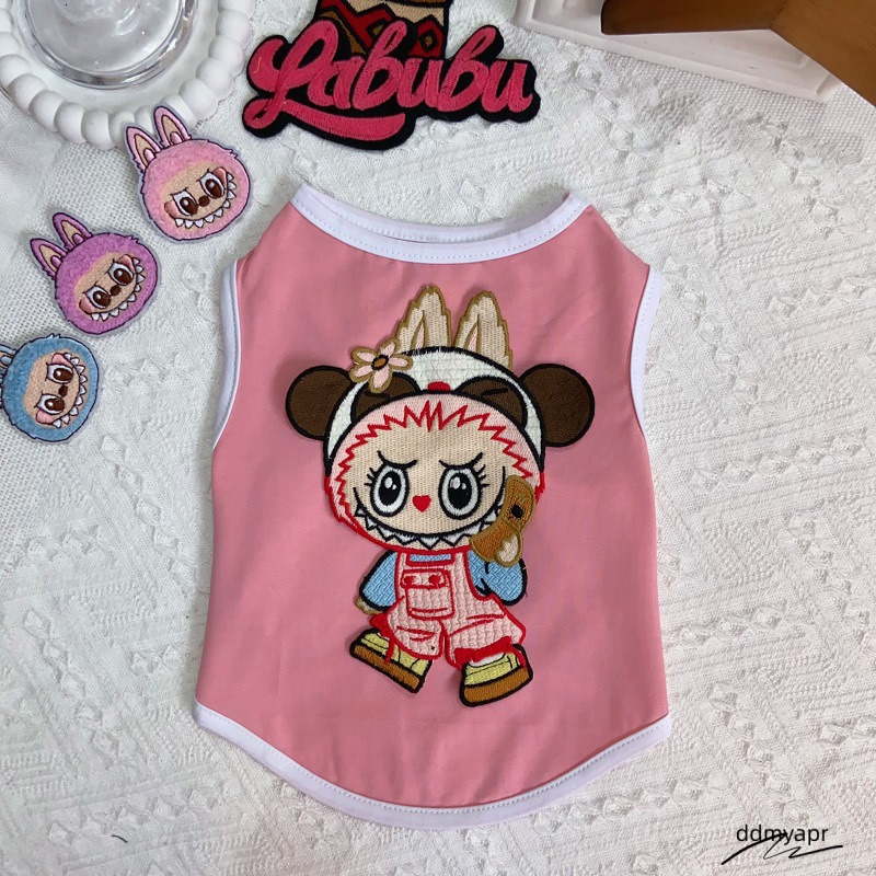 Vest Summer Fashion Clothes With Labubu Exquisite Embroidery Cool Breathable Cotton T-Shirt, Small Medium Dog Boys Girls Shirt Ddmydec XS A594 Ddmydec