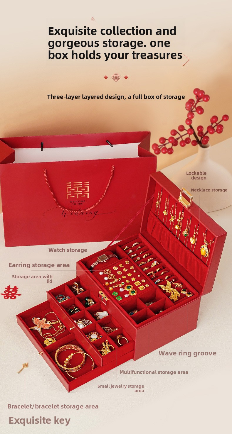 Jewelry Packaging Boxes Exquisite Leather jewelry Storage Box A Multi-Layered Household PU Jewelry Case with Large Capacity and Multi Functionality