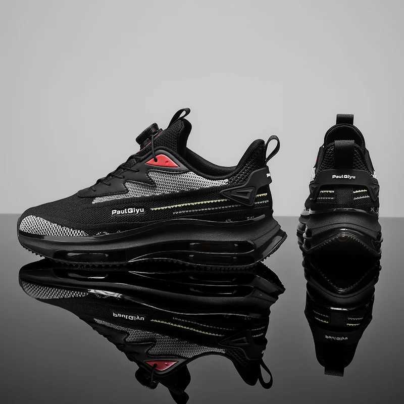 Mens Thin Mesh Shoes with Rotating Buttons LaceFree Sports and Casual Shoes Breathable Running Shoes Z250905