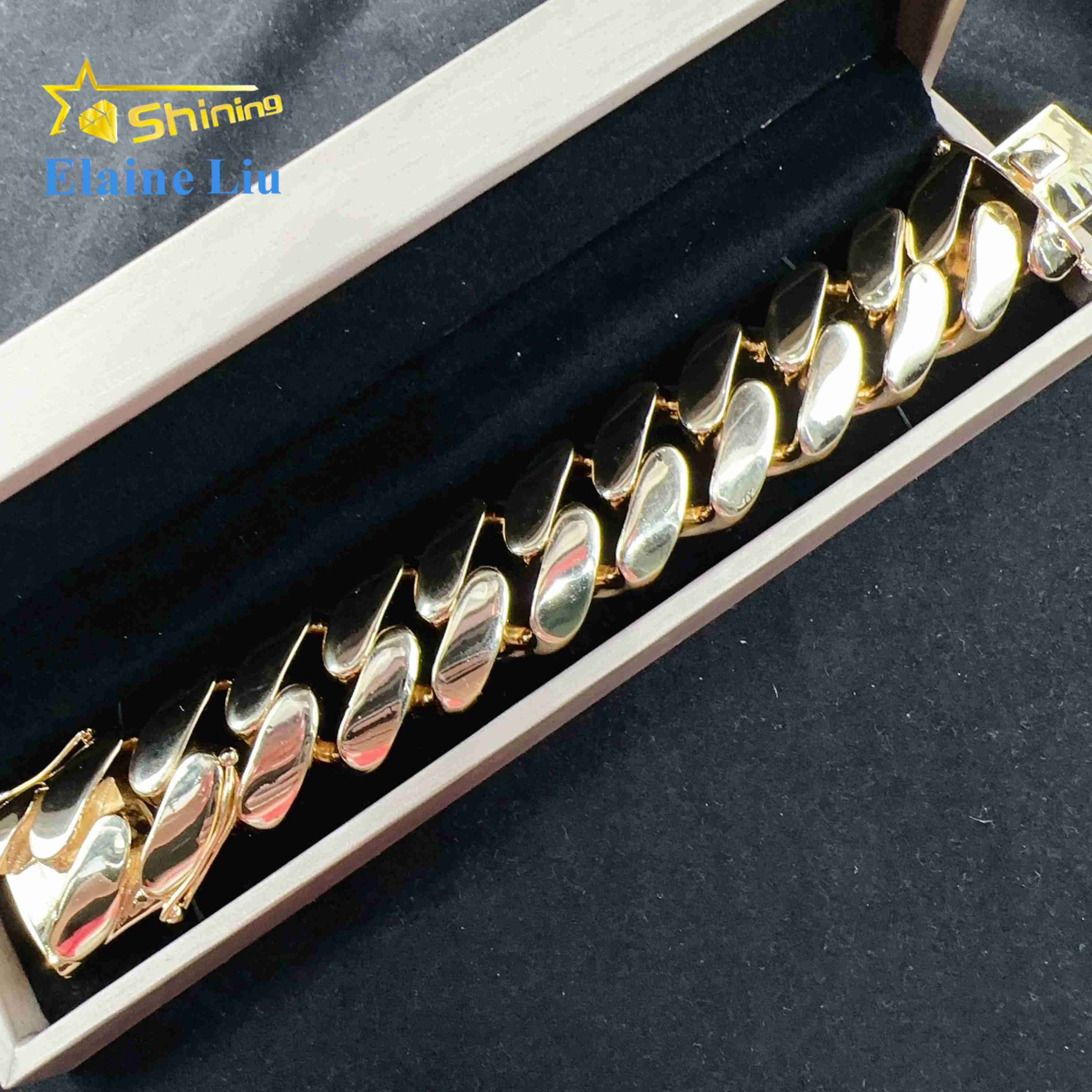 30MM Width Big Cuban Bracelet Hip Hop Jewelry Brass Real Gold Plated Cuban Link Chain Men Bracelet