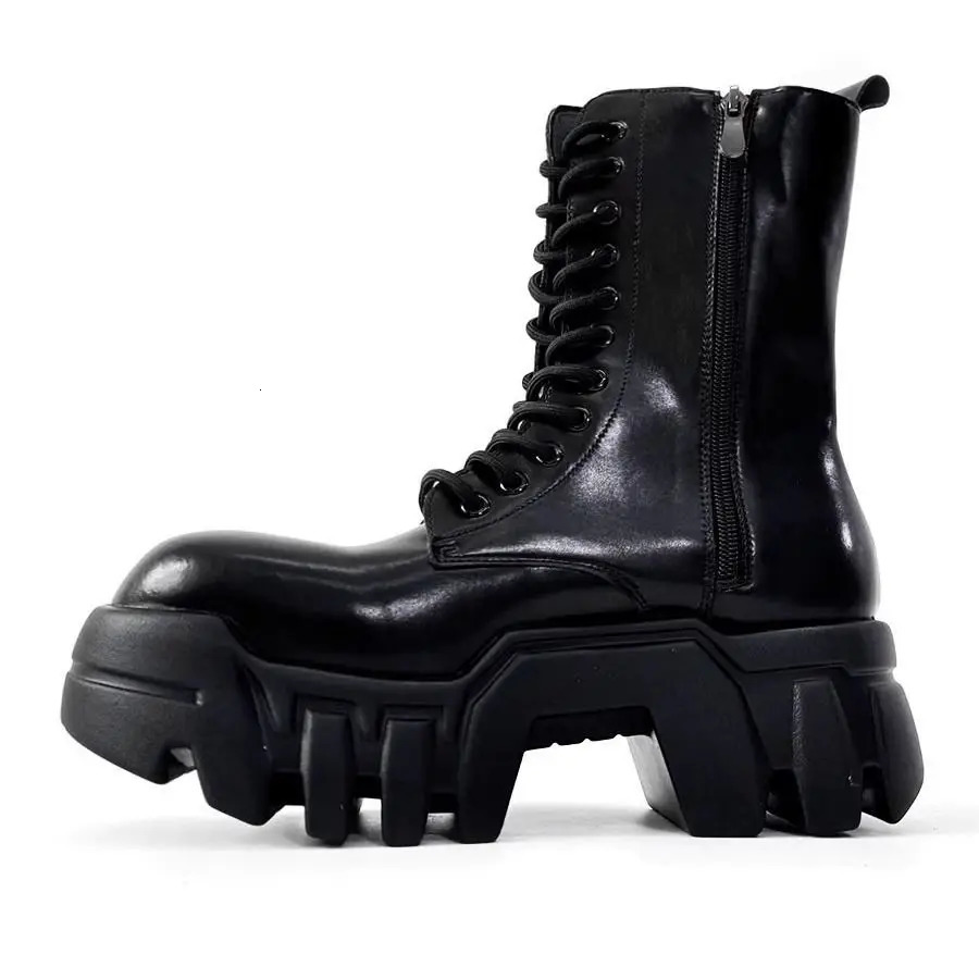 2025 Tooling High Top Mens and Womens Platform Tank Long Tube Big Head Inner Heightening Locomotive Bulldozer Boots 250904