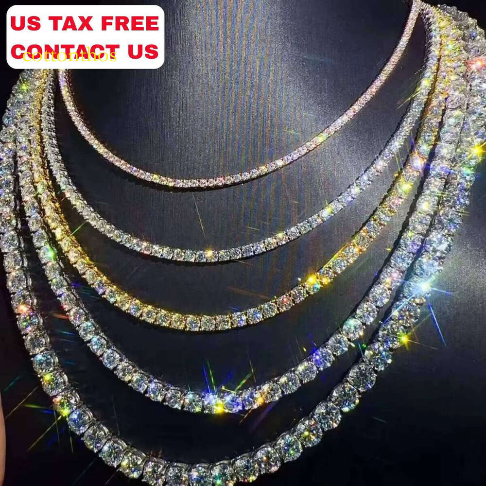 VVS D Moissanite Chain Hip Hop Sier 3mm 4mm 5mm Tennis Bracelet Necklace Fashion Gold and White Jewelry
