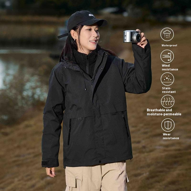 Y620 Graphene Solid Color Casual Three-in-One Windproof Jacket