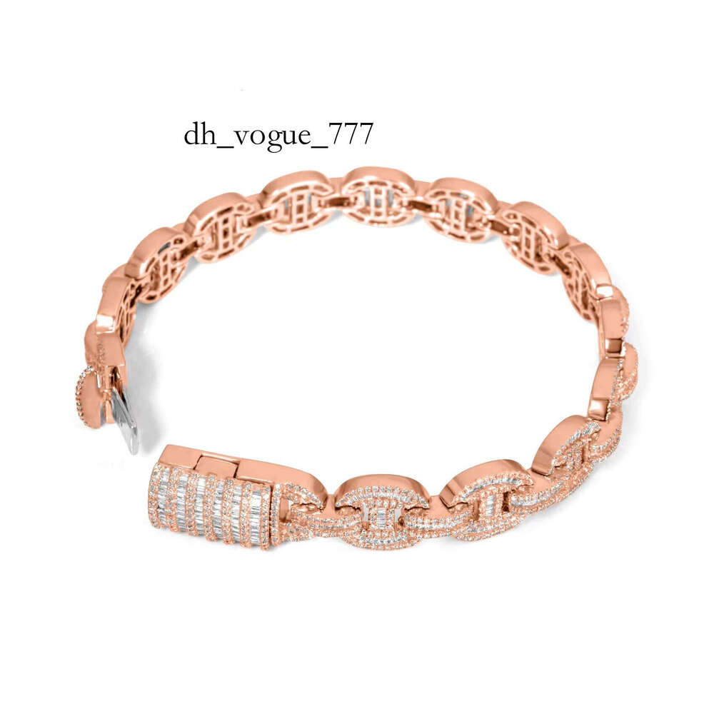 Moissanite dia Bracelet Rose Gold Link Mossinate Dia Cuban Chain Necklace Jewelry