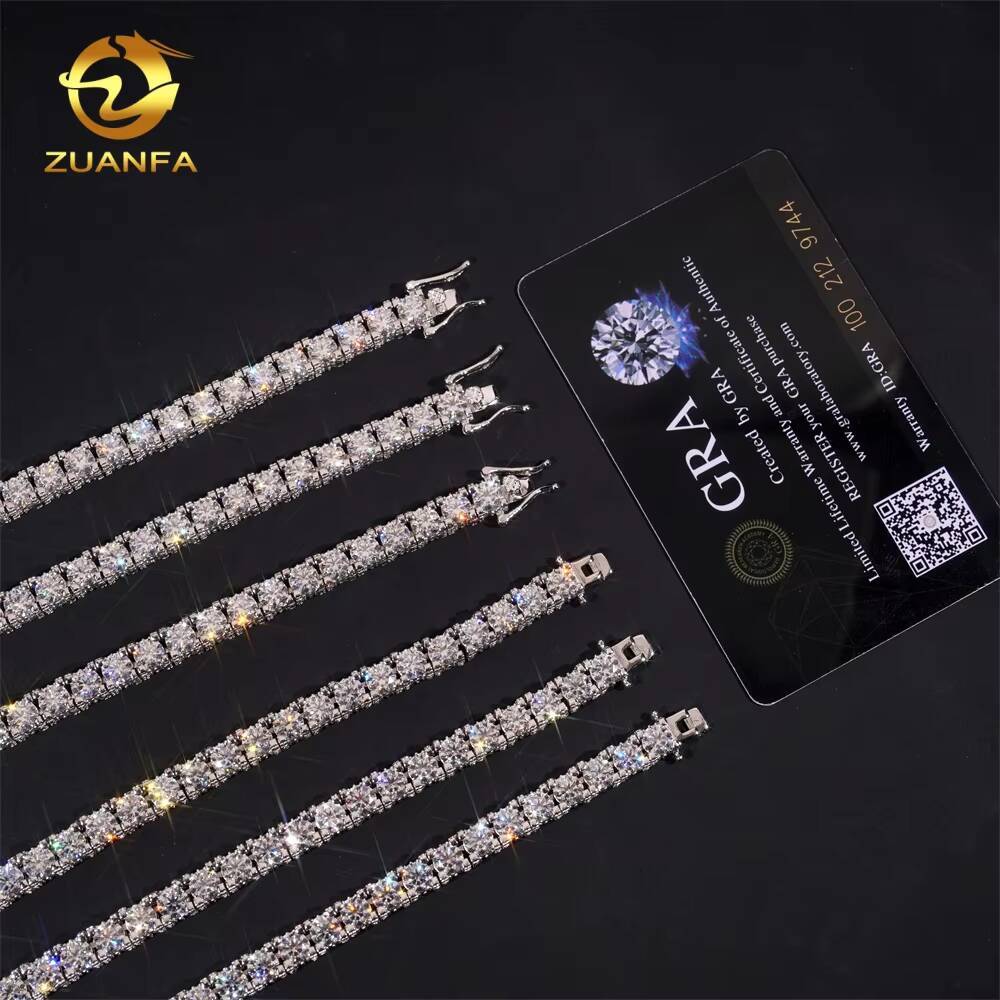 5mm 65mm Custom GRA Certificate VVS Moissanite DiamondStudded Side Iced Out Tennis Chain 925 Silver Hip Hop Jewelry Link Chain