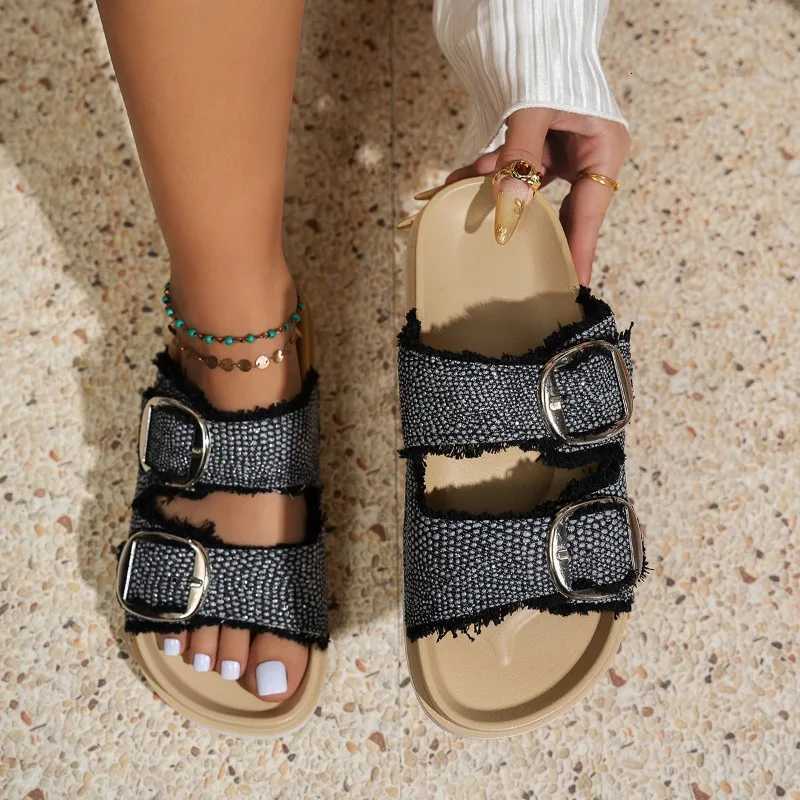 New Womens Comfortable Sandals Slip on Wedge Sandals Sports Beach Walking Shoes Summer Fashion Denim Casual Sandals W250905