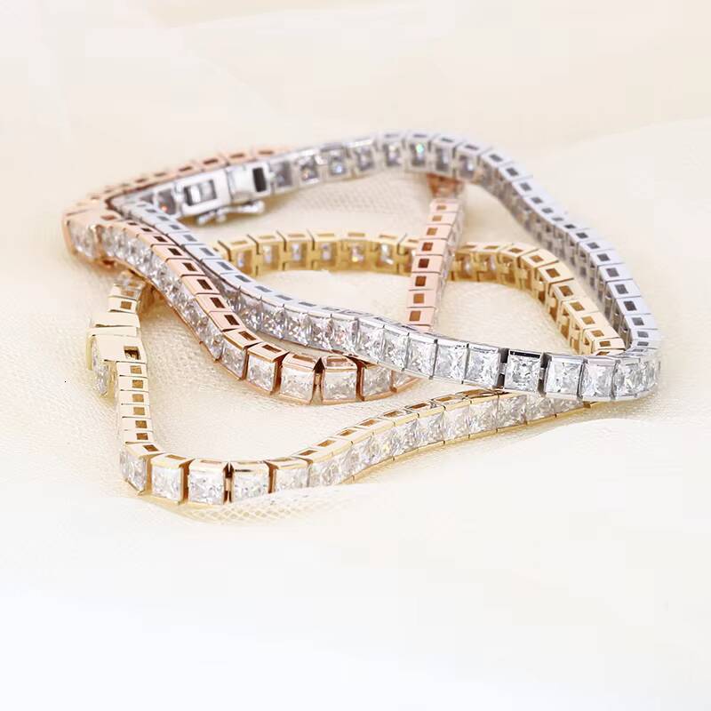 Starsgem Tennis Chain 35mm Oval Moissanite Tennis Bracelet 14k Gold Moissanite Bracelet