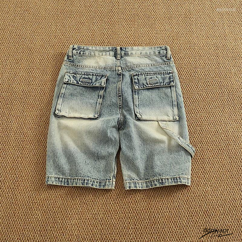 Men's Shorts Summer Denim Medium ddmydec Pants Fashion Men High Street Trend Baggy Multi-Pocket Cargo Quarter ddmydec ddmydec ddmydec ddmydec