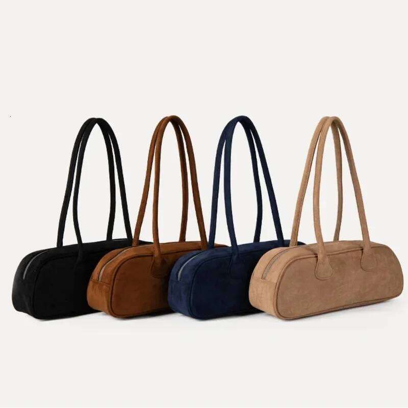 Korean Designer Baguette Women Suede Boston Tote Bag Shoulder Zipper Handbag Solid Color Multi-pocket Clutch Purse Giftluxury bag tote bag