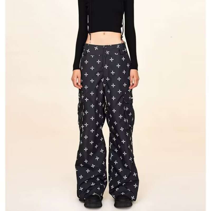 Ski Set Black Garden/Cross Flower Suit Snow Outdoor Sports Jacket Pants Winter