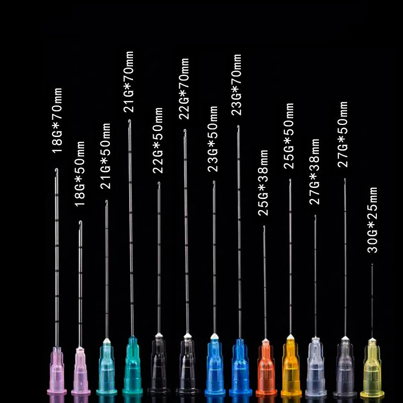 50pcs/box Disposable Blunt-tip Cannula 22g 23G 25G 27G 18G 30G 50mm 70mm Blunt Body Piercing Tattoo Needles Cannula Syringe 250815
