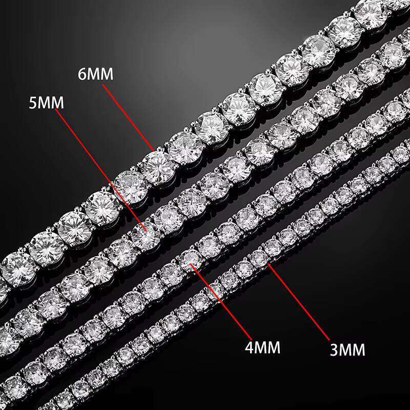 RINNTIN SMB 3mm Sterling Sier Gra Vvs Lab Mossanite Tennis Chain Bracelet