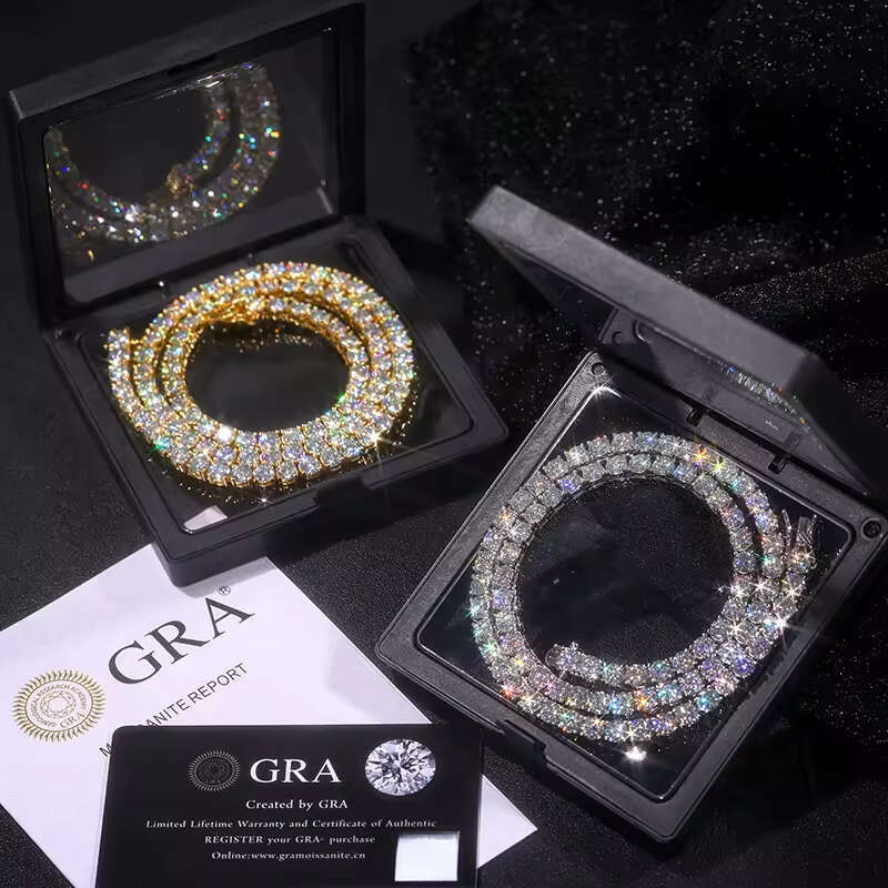 Men's Stylish Moissanite Tennis Chain Necklace and Bracelet Set Unique Sier Cuba VVS Ice Out Pop Jewelry Style