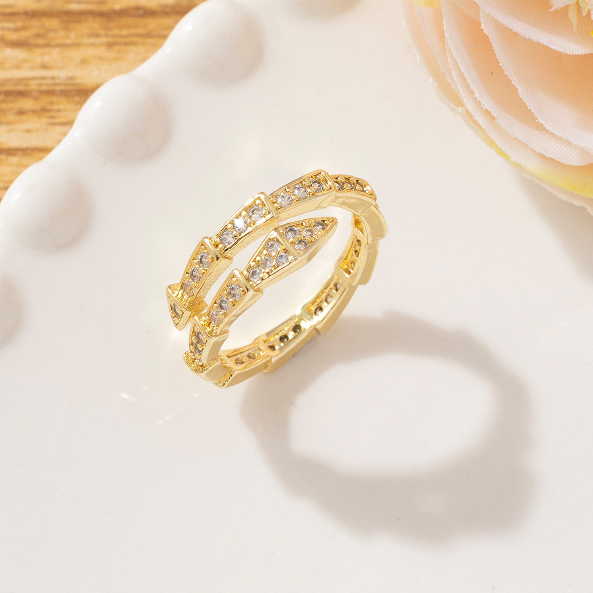 Luxury Brand Designer Jewelry European And American Light Luxury Cool Snake-Shaped Ring For Women, Ins Trend Niche Design Versatile High-End Feel Copp