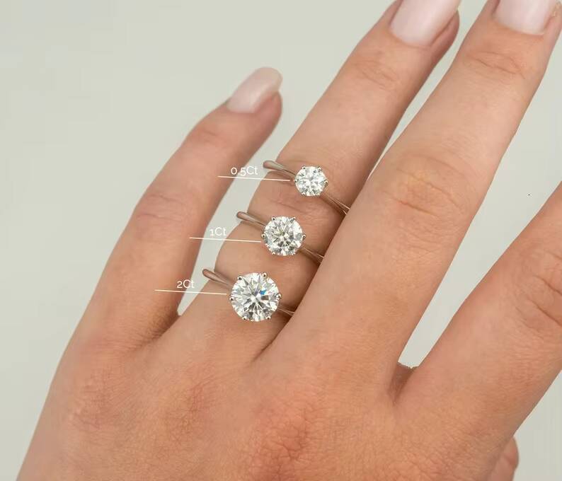 Silver S925 Wedding and Engagement Rings for Women Lab Diamond Solitaire Ring 10k14k18k925 Silver Casual Rings for Ladies