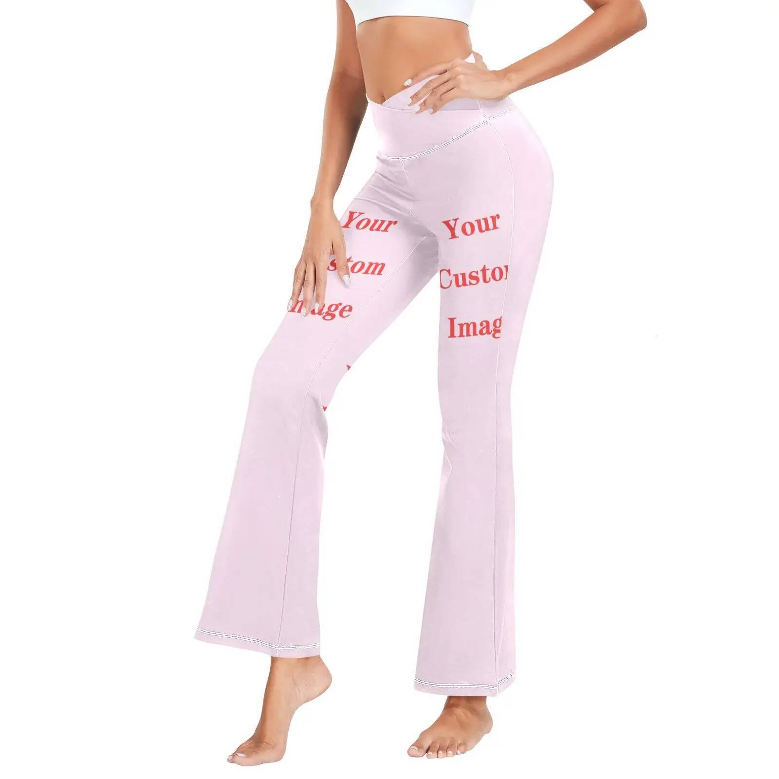 High Waist Naked feeling Leggings Push Up Sport Women Fiess Running Yoga Pants flared bottoms Custom Image Gym Girl leggings