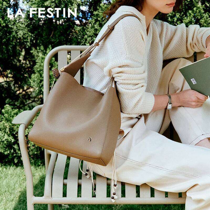 LA FESTIN Original 2025 New Leather Shoulder Tote for Women Fashion Bucket brand Large Capacity Crossbody Bag