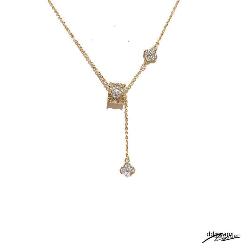 Delicate Four-Leaf Clover Necklace - Gold Plated Floral ddmydec Pendant Chain For Women | Dainty Lucky Charm Jewelry (35Cm+5Cm) ddmydec