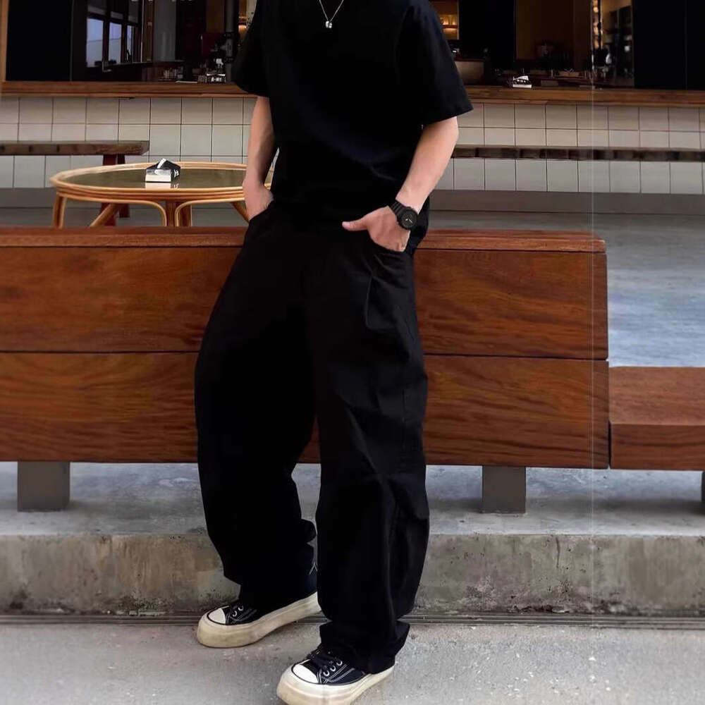 Men's pants Army Green Quick-Dry Paratrooper Cargo Men's Summer Loose Wide-Leg Scimitar American Straight-Leg Casual Pants