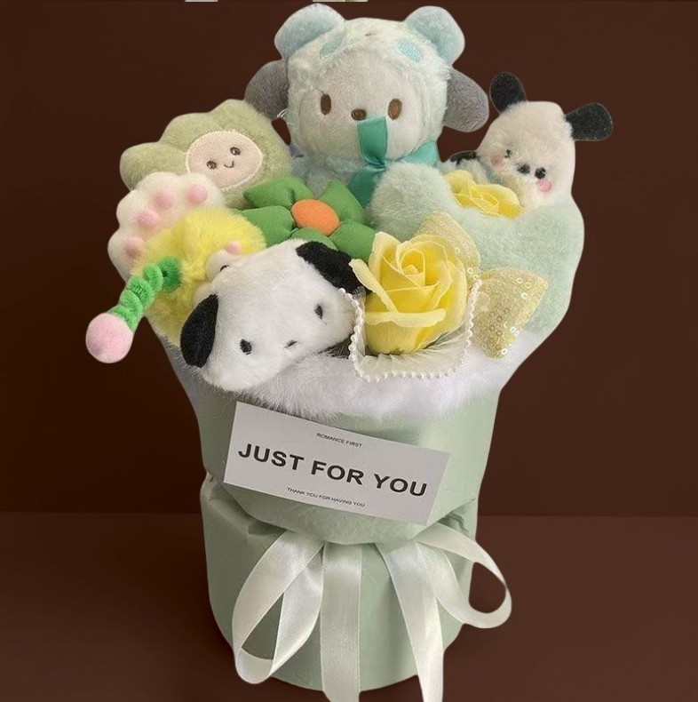 Sanrio Birthday gift for a girl, children's cartoon flower bouquet, Cinnamon Dog, Kuroi, Pouch Dog, for best friend, graduation, Children's 