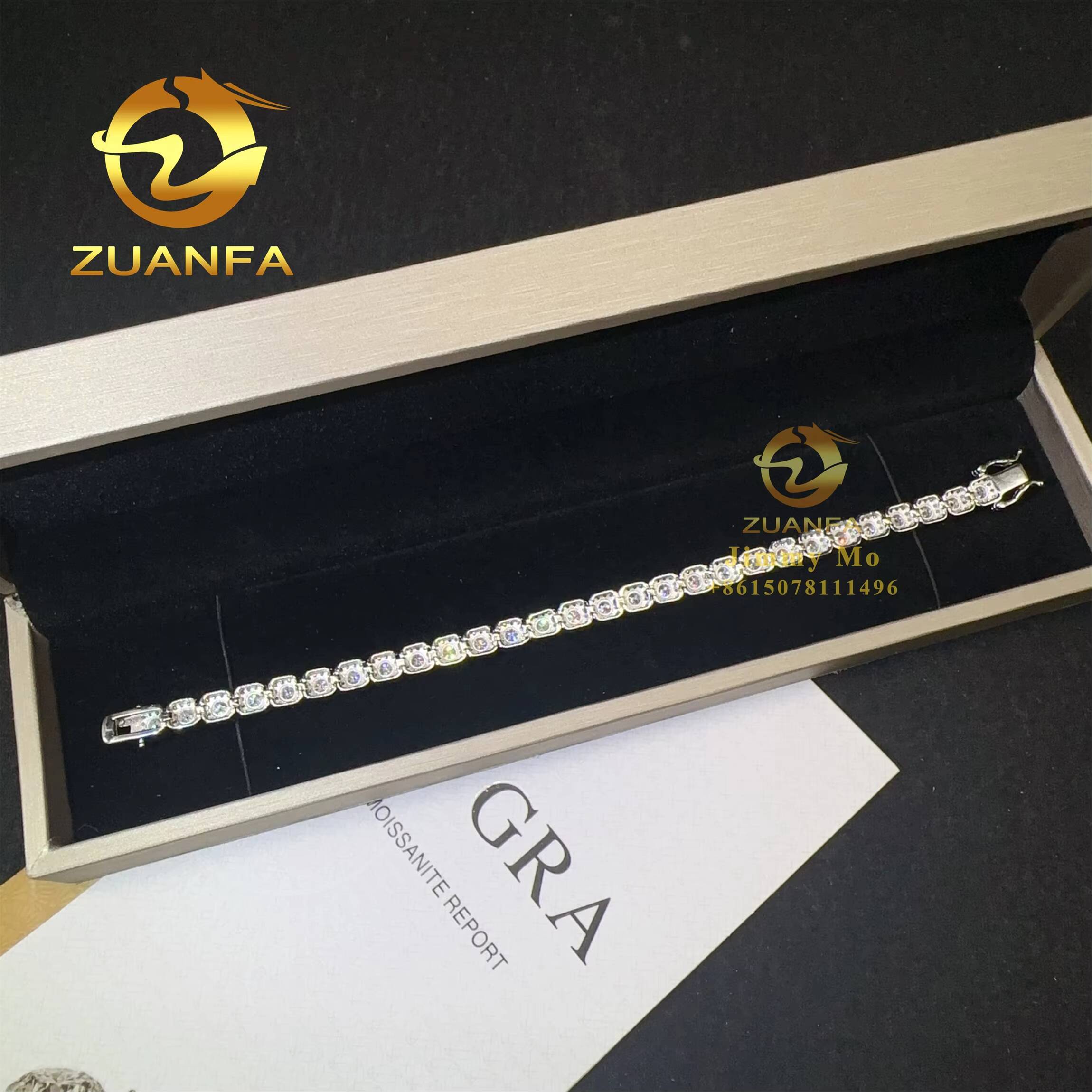 Pass Diamond Tester 6MM Luxury 925 Sterling Silver Iced Out Hip Hop Fire Jewelry VVS1 Moissanite Cluster Tennis Chain Bracelet