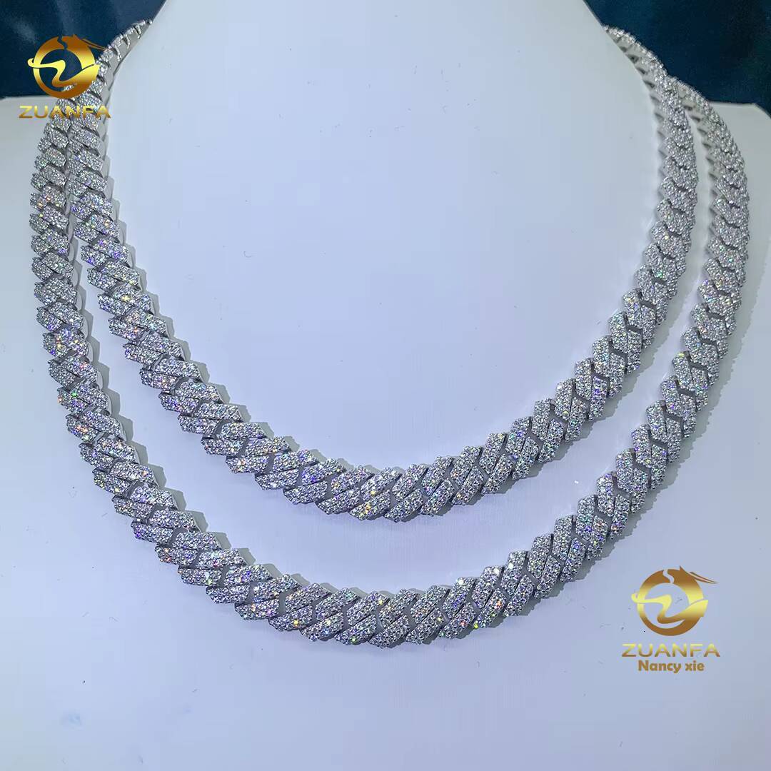 Hot Sell Drop Shipping Iced Out Cuban Link Vvs Diamond Hip Hop Jewelry 8mm 10mm Moissanite Cuban Chain