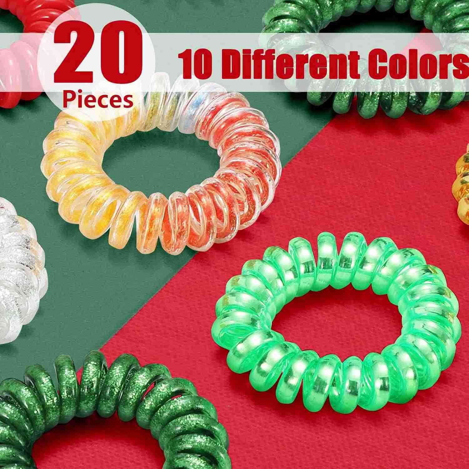 60 Pcs Spiral Hair Ties Bulk No Crease Coil Hair Ties Phone Cord Hair Ties for Thick Hair Women Ponytail Holder ElasticsBlackTransparentW250905