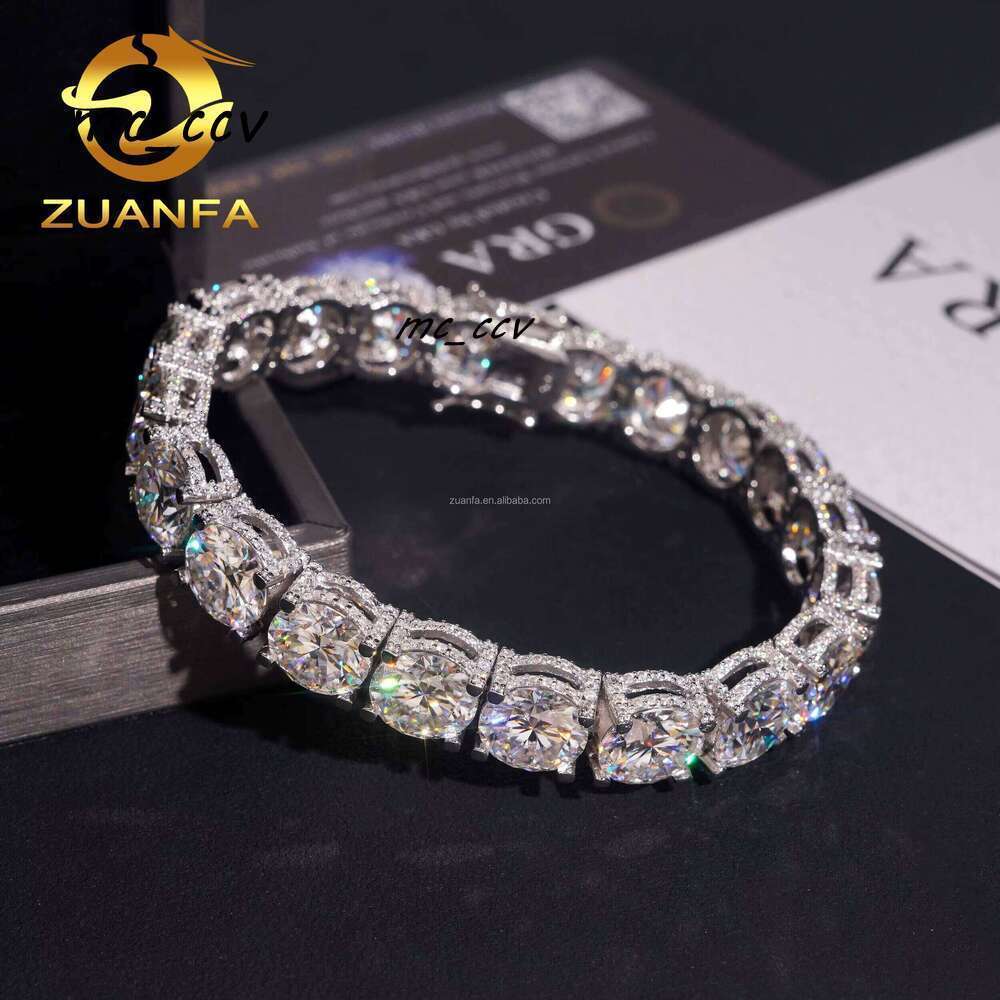 Fashion Style Luxurious Rapper Jewelry 10Mm Big S Sier Iced Out Hip Hop Vvvs1 Silicon Cluster Tennis Bracelet