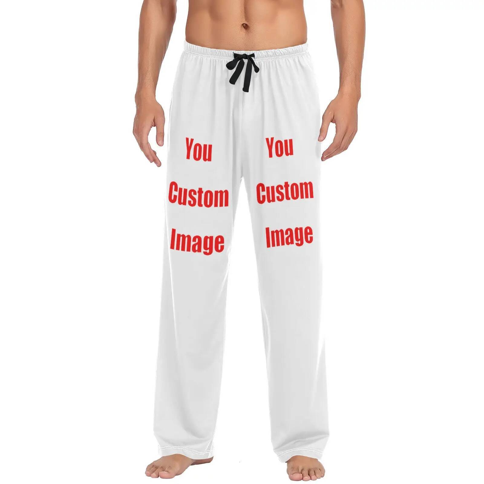 Loose Men's Pama Man Custom Image Design Home Sleepwear Spring Autumn Trousers For Men Pijama Elastic Long Pants pyjama