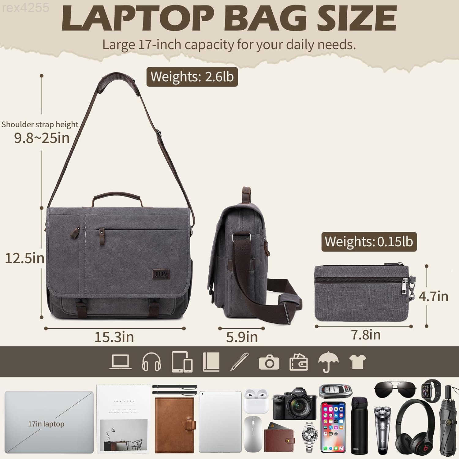 Messenger Bag 156 Inch Waterproof Genuine Leather Waxed Canvas Briefcase Large Leather Computer Laptop BagW250905