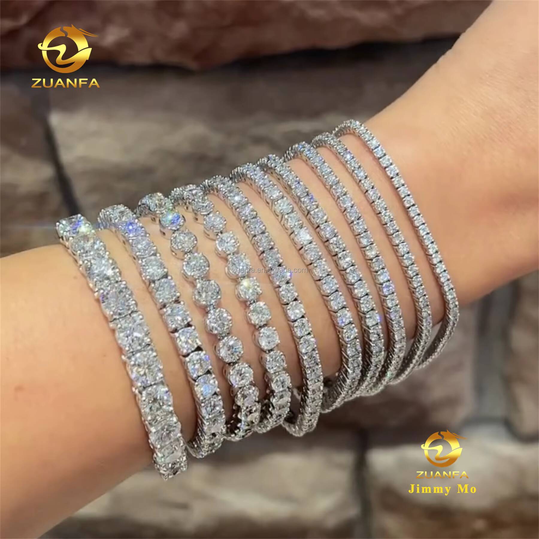 Customized Classic Style 10k Real Gold 2mm 3mm 4mm 5mm Luxury Hip Hop Jewelry D Color Lab Grown Diamond Tennis Chain Bracelets