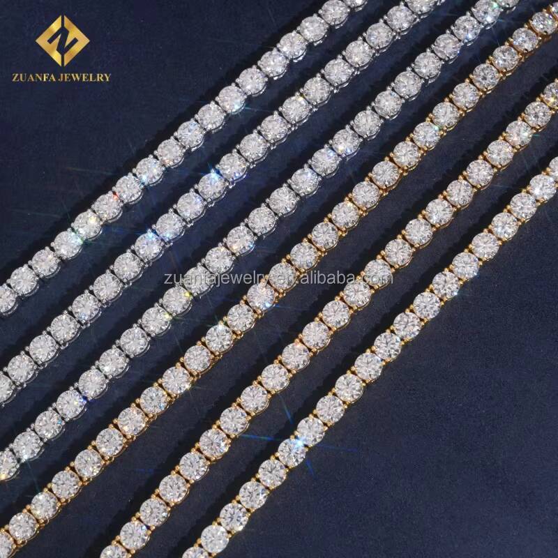 Ship From USA Fashion Iced Out Hip Hop Silver S925 5mm VVS1 Moissanite Diamond GRA Certificate Tennis Chain Bracelet Set