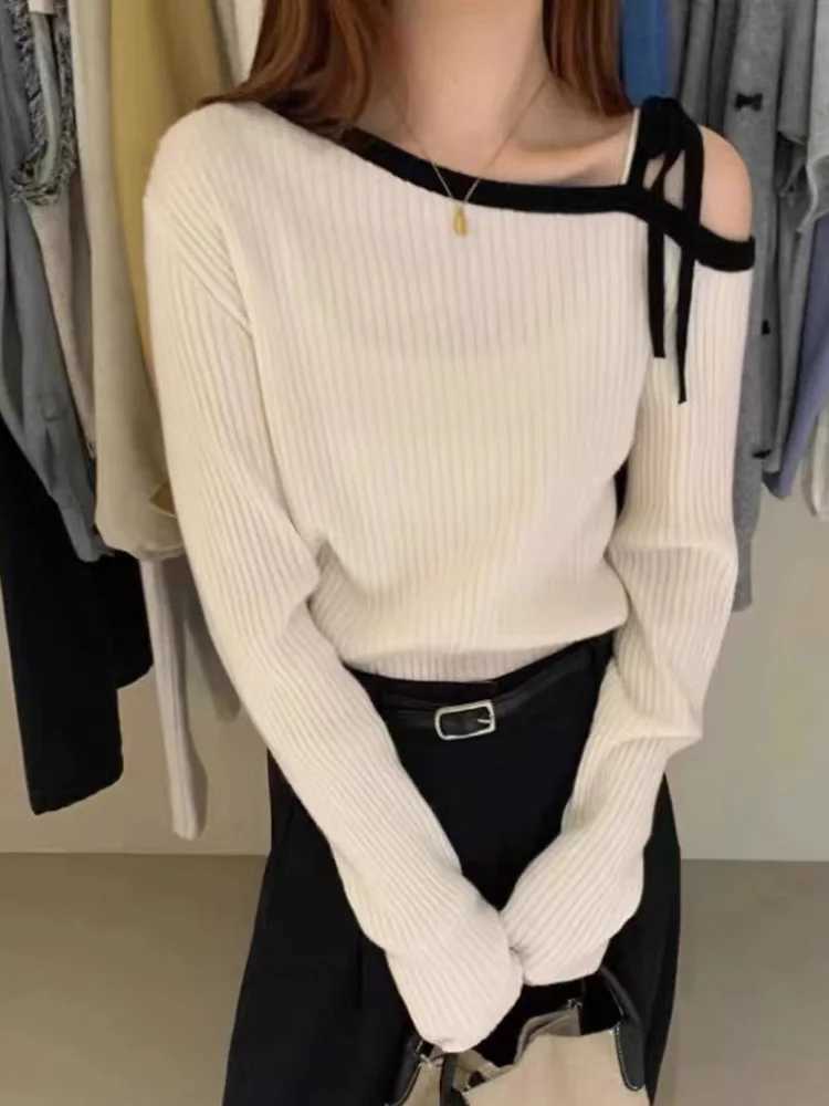 Autumn Winter Casual Long Sleeve Womens Knit Pullovers New Fashion Women Knitted Top Offshoulder Sweater Elegant Z250905
