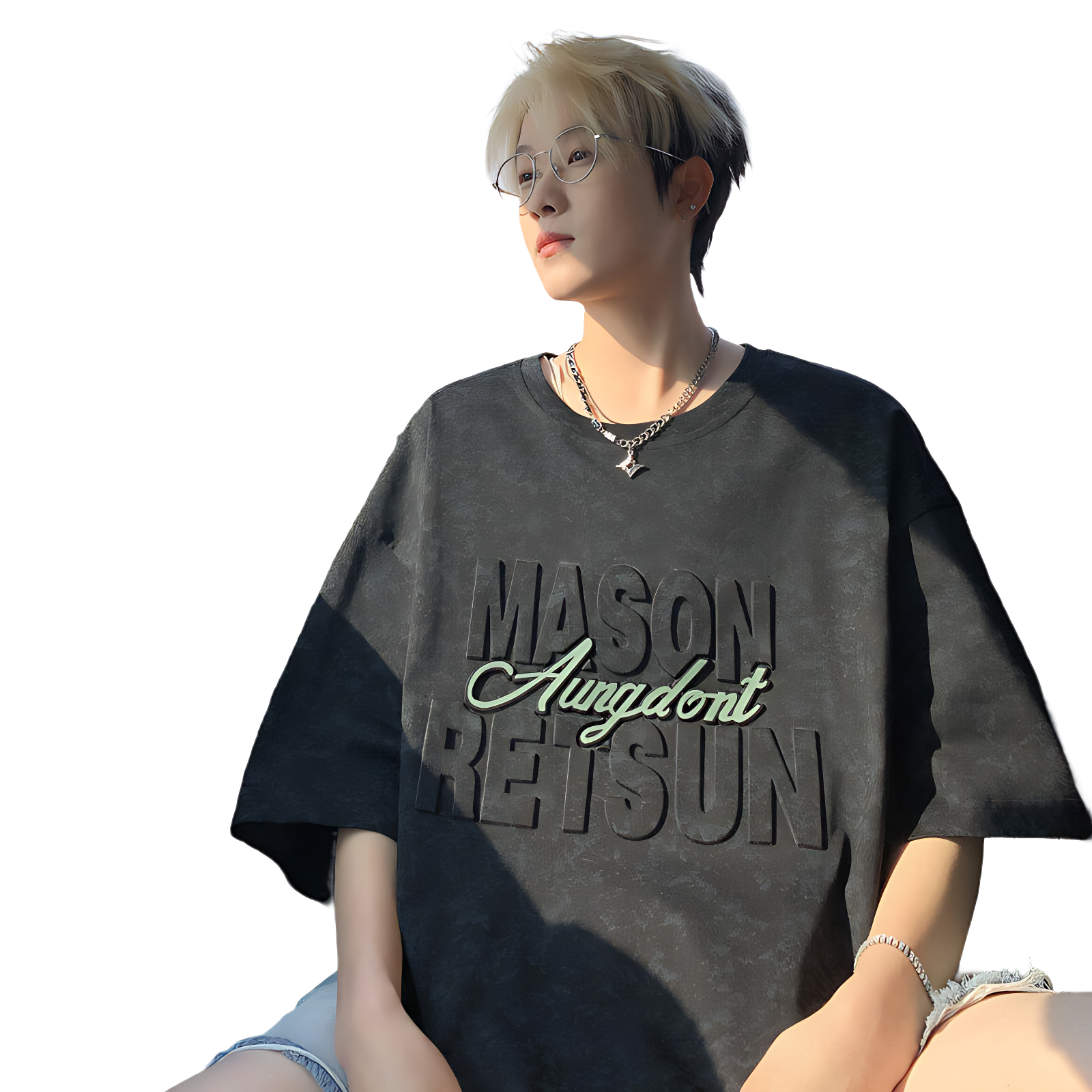 Heavyweight Essentials Oversized Acid Wash Men's Solid Color 3D Emed Cotton T-Shirt