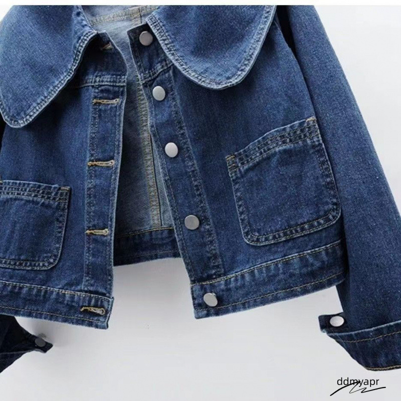 2025 Early Autumn New Women's ddmyday Vintage High-End Doll-Collar Short Denim Jacket Stylish Youthful Top