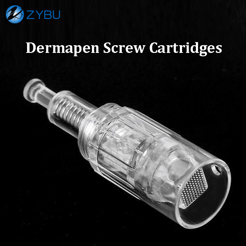 100PCS Screw Cartridge Micro Needles Derma Pen 9/12/24/36/42 Pins Round Nano 5D 3D Silicone Needling Dermapen Cartridge MTS Head Microneedling Mesothe