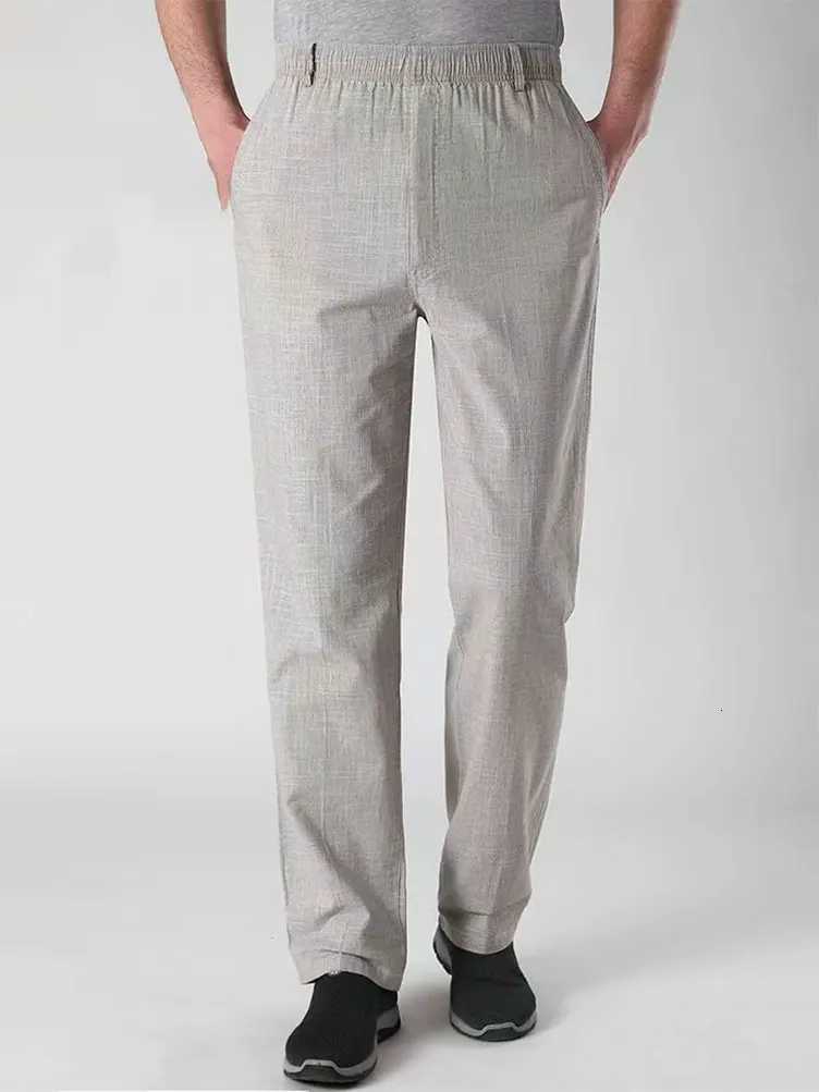 Summer Linen Men Casual Pants Work Wear Office Thin Golf Straight Long Formal Suit Trousers Plus Size 5xl 2024 New W250905