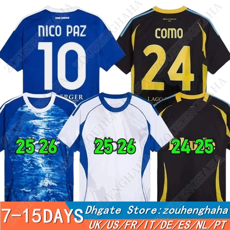 Como 25 26 Soccer Jerseys 2025 2026 NICO PAZ PERRONE VERDI BASELLI 24 25 Fourth Special Men Kids football Jersey shirts Kit 888