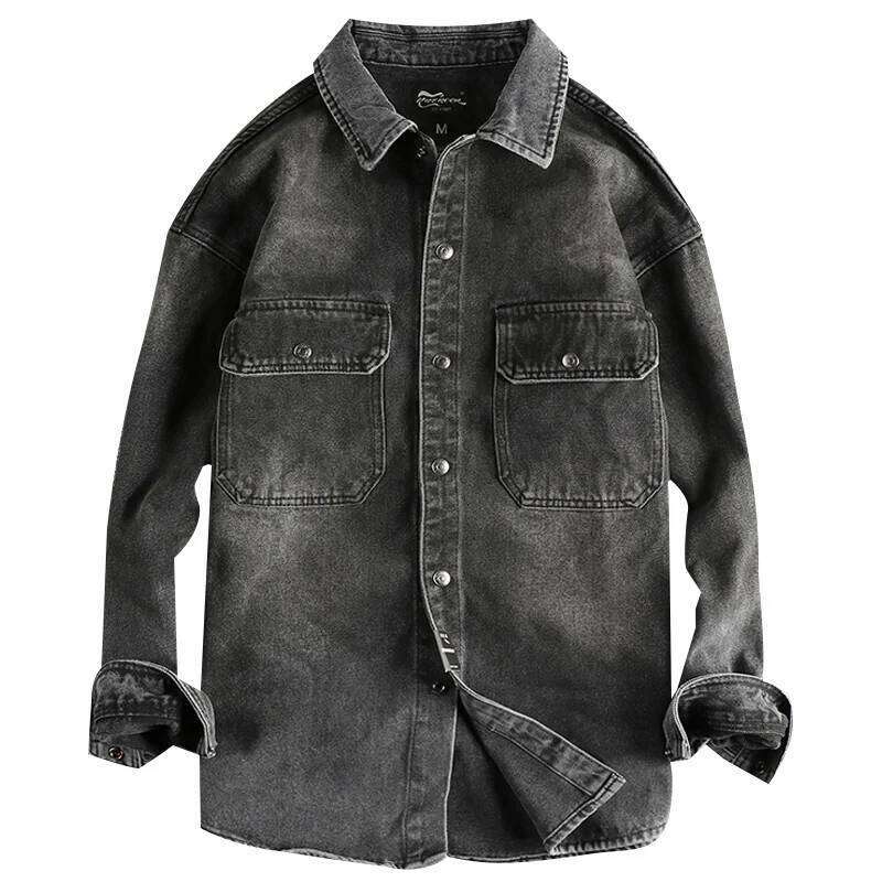 8132# 2024 Spring and Autumn New American Retro Denim Jacket Men's Simple 90% Cotton Washed Old Casual Double Pocket Loose Coat