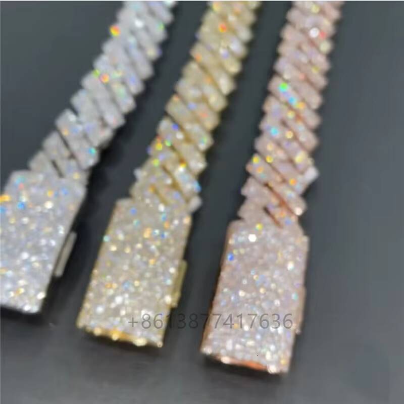 Zuanfa Custom Men Jewelry VVS Lab Diamond Iced Out Moissanite Cuban Link Chain