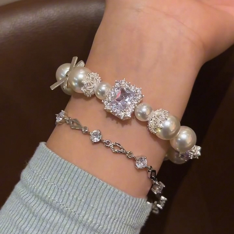 Pearl Zircon Heart Beaded Exquisite Elegant Bracelet Versatile Niche High-end Feel Women's Jewelry