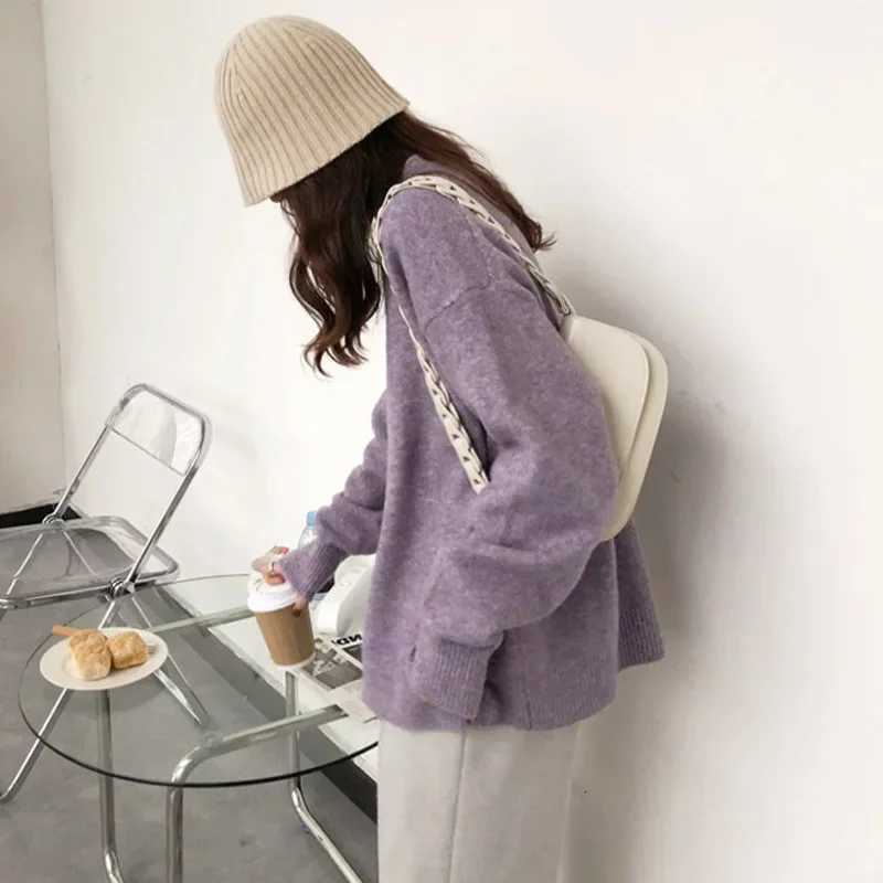 Womens round Neck Knitwear Loose Fit Thickened Soft Comfortable Autumn Winter New Style Solid Color Easy Wear Vintage Lazy Styl Z250905