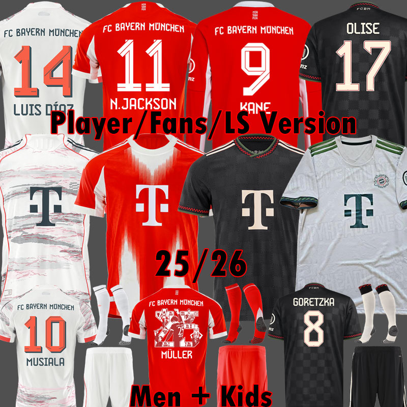 25 26 GORETZKA KANE soccer jerseyS KIMMICH MUSIALA DAVIES Oktoberfest Shirts 50th JACKSON OLISE 125TH LUIS DIAZ BAYERNS GNABRY 2025 2026 mUNIch Kit Kids Equipent 4XL